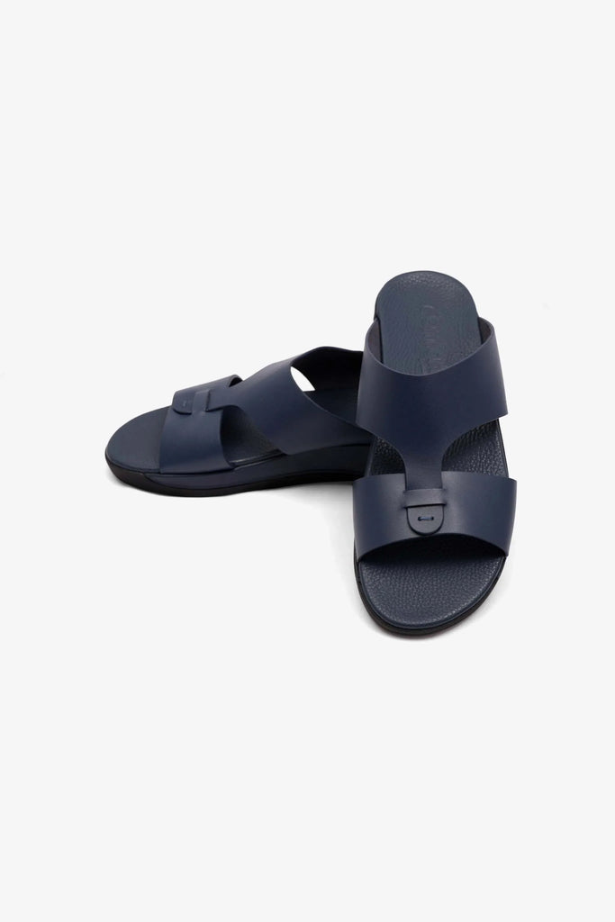 Comfort Plus Men's Antiskid Grip Matt Leather Sandals Navy JY076 - Sole Therapy