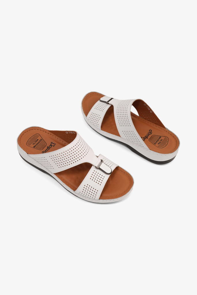 Comfort Plus Men's Arabic Sandals White CP 7708 - Sole Therapy