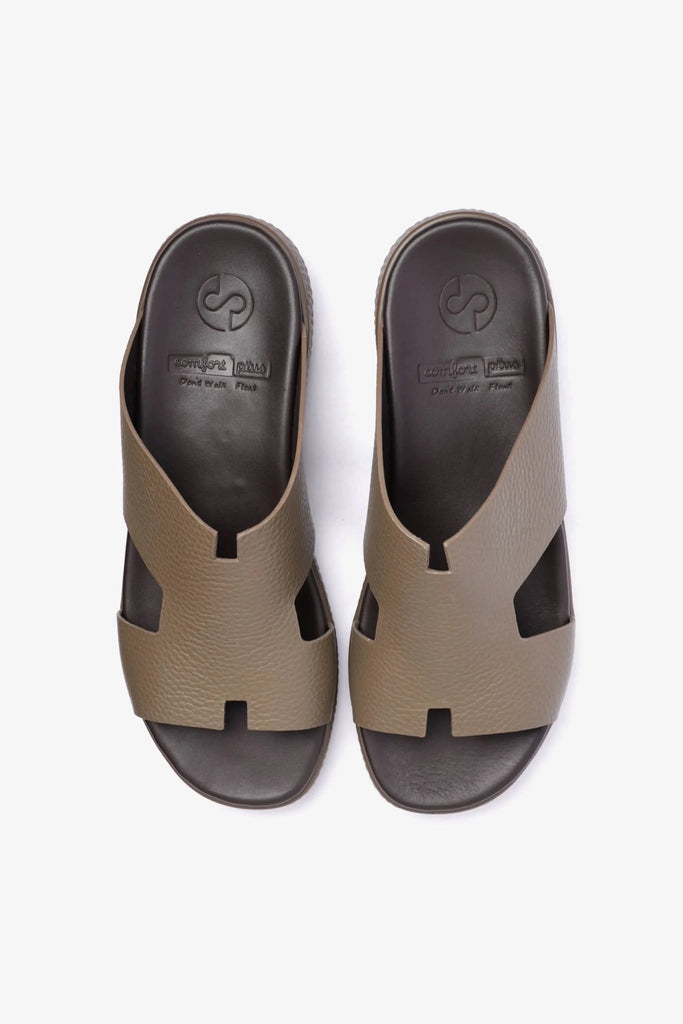 Comfort Plus Men's Classic Leather Arabic Sandals Truffle MSDCPD105 - Sole Therapy