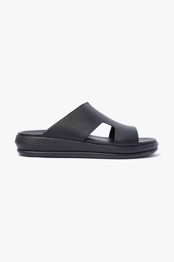 Comfort Plus Men's Classic Leather Sandals Black MSDCPD105 - Sole Therapy