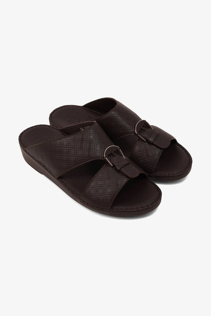 Comfort Plus Men's Cushioned Leather Arabic Sandals Brown MSDCP7013 - Sole Therapy