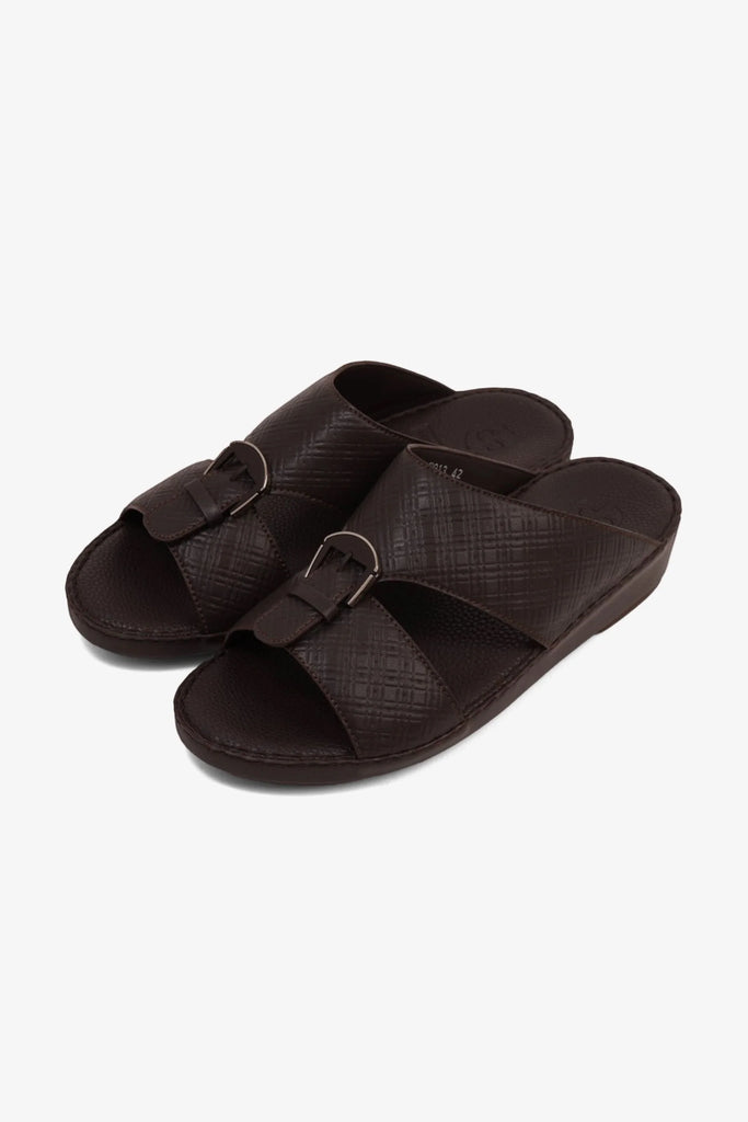 Comfort Plus Men's Cushioned Leather Arabic Sandals Brown MSDCP7013 - Sole Therapy