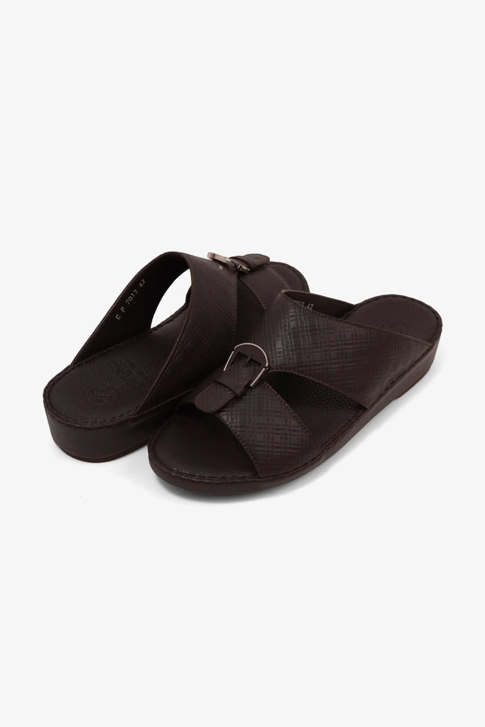 Comfort Plus Men's Cushioned Leather Arabic Sandals Brown MSDCP7013 - Sole Therapy
