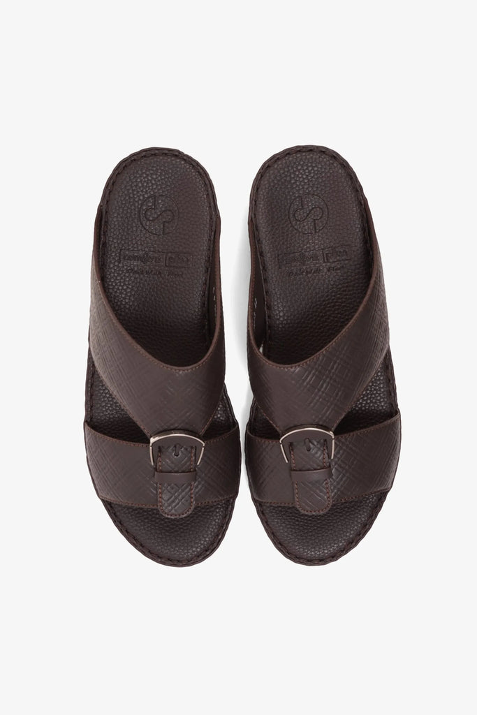Comfort Plus Men's Cushioned Leather Arabic Sandals Brown MSDCP7013 - Sole Therapy