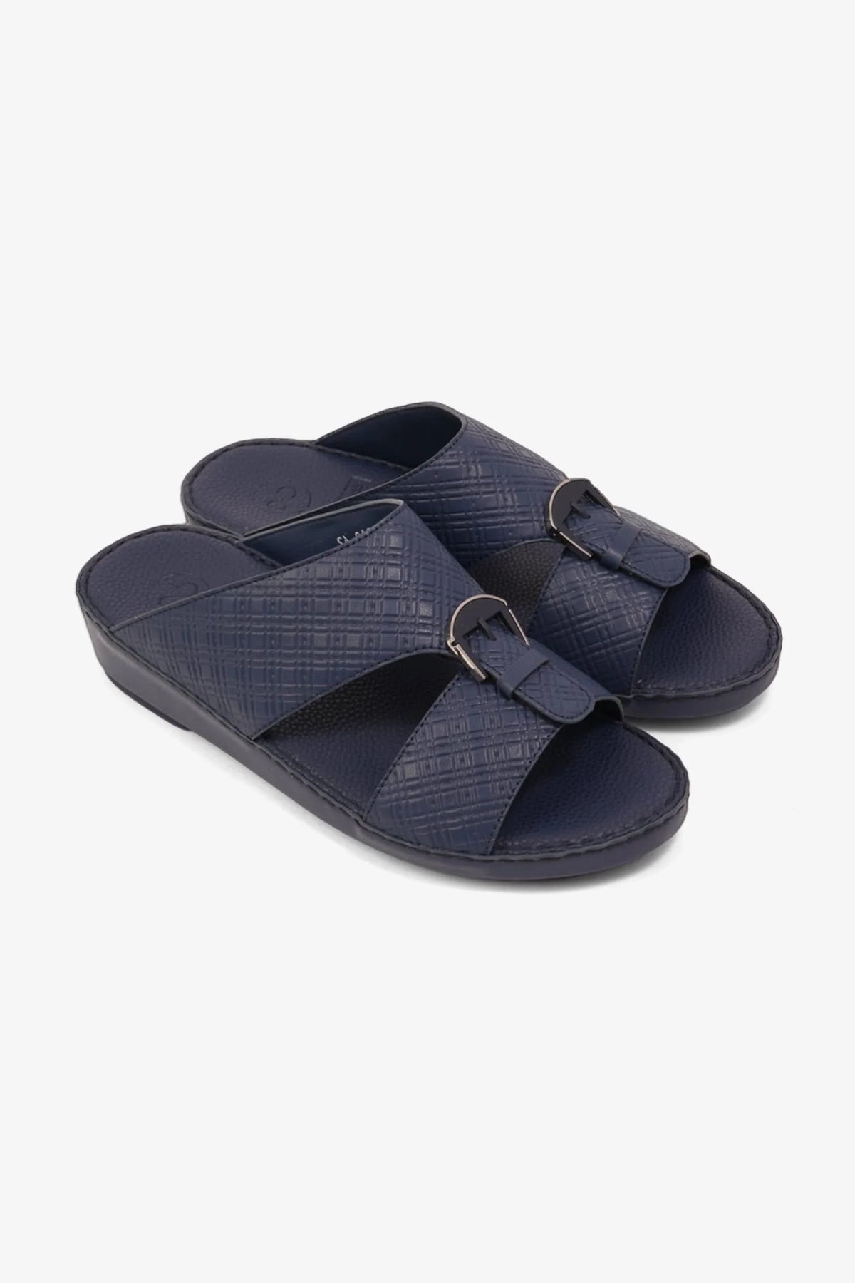 Comfort Plus Men's Cushioned Leather Slip-On Sandals Navy MSDCP7013 - Sole Therapy