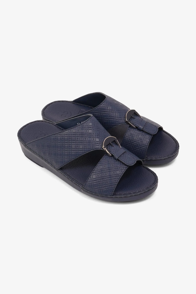 Comfort Plus Men's Cushioned Leather Slip-On Sandals Navy MSDCP7013 - Sole Therapy