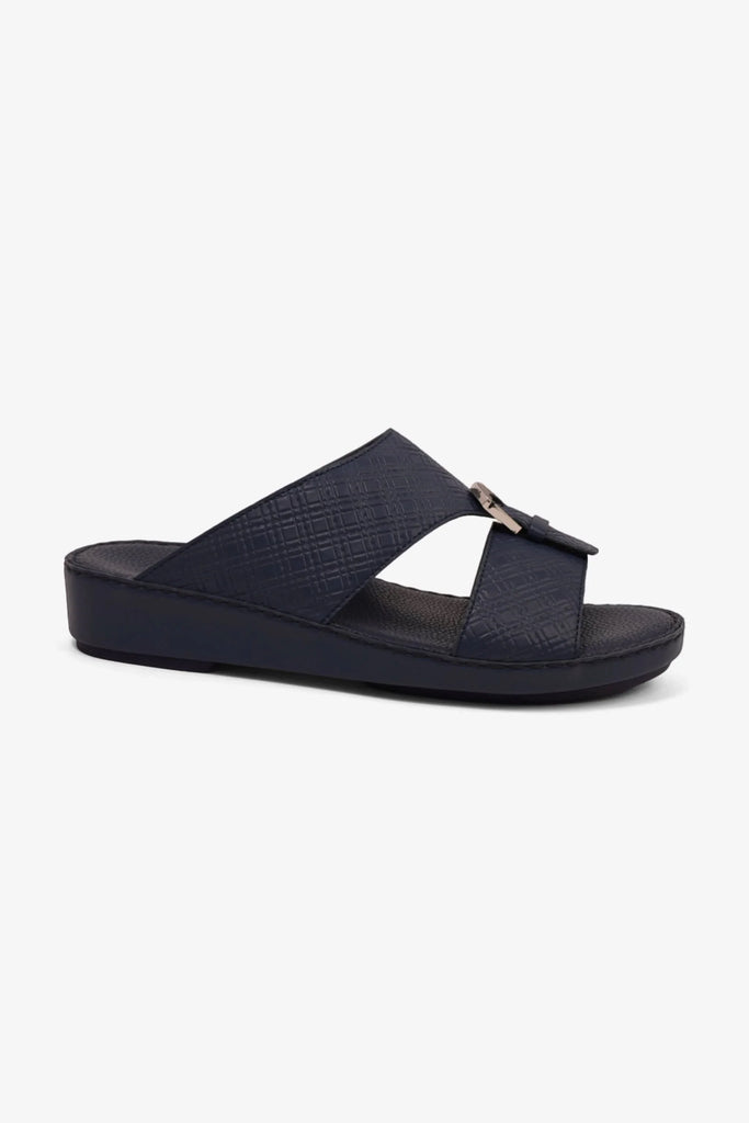 Comfort Plus Men's Cushioned Leather Slip-On Sandals Navy MSDCP7013 - Sole Therapy