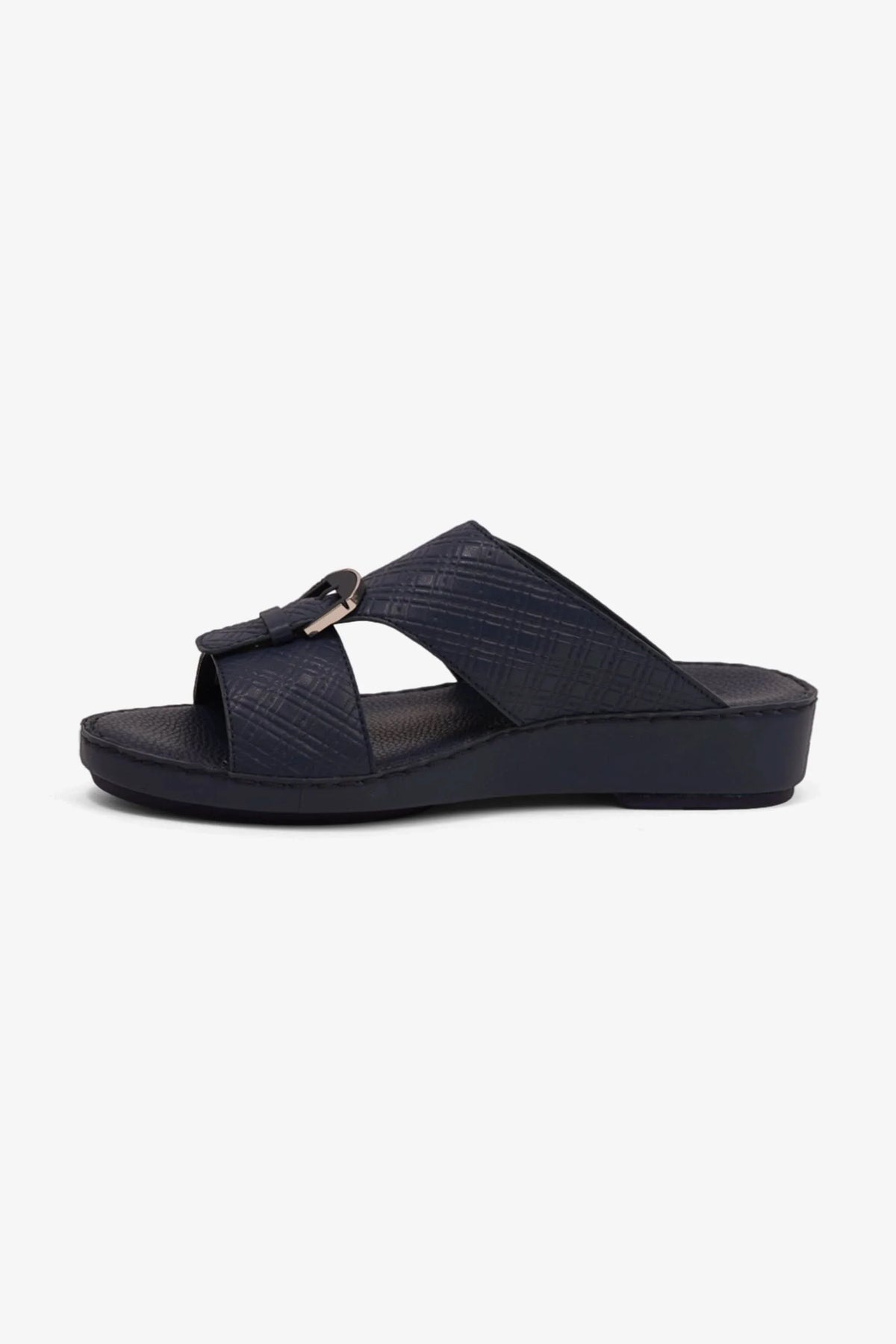 Comfort Plus Men's Cushioned Leather Slip-On Sandals Navy MSDCP7013 - Sole Therapy