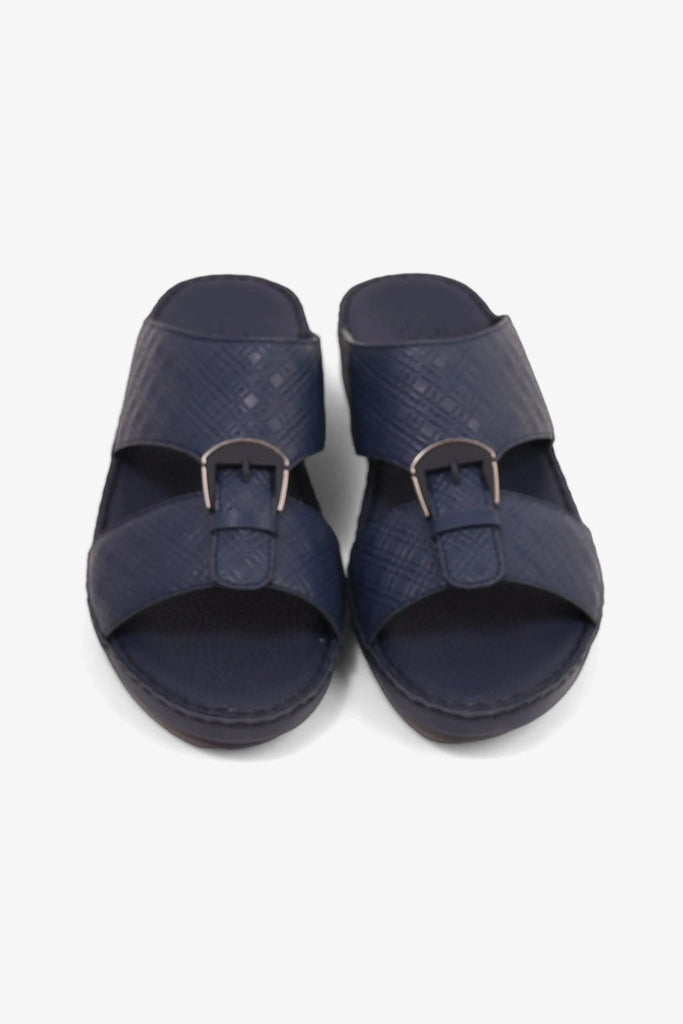 Comfort Plus Men's Cushioned Leather Slip-On Sandals Navy MSDCP7013 - Sole Therapy
