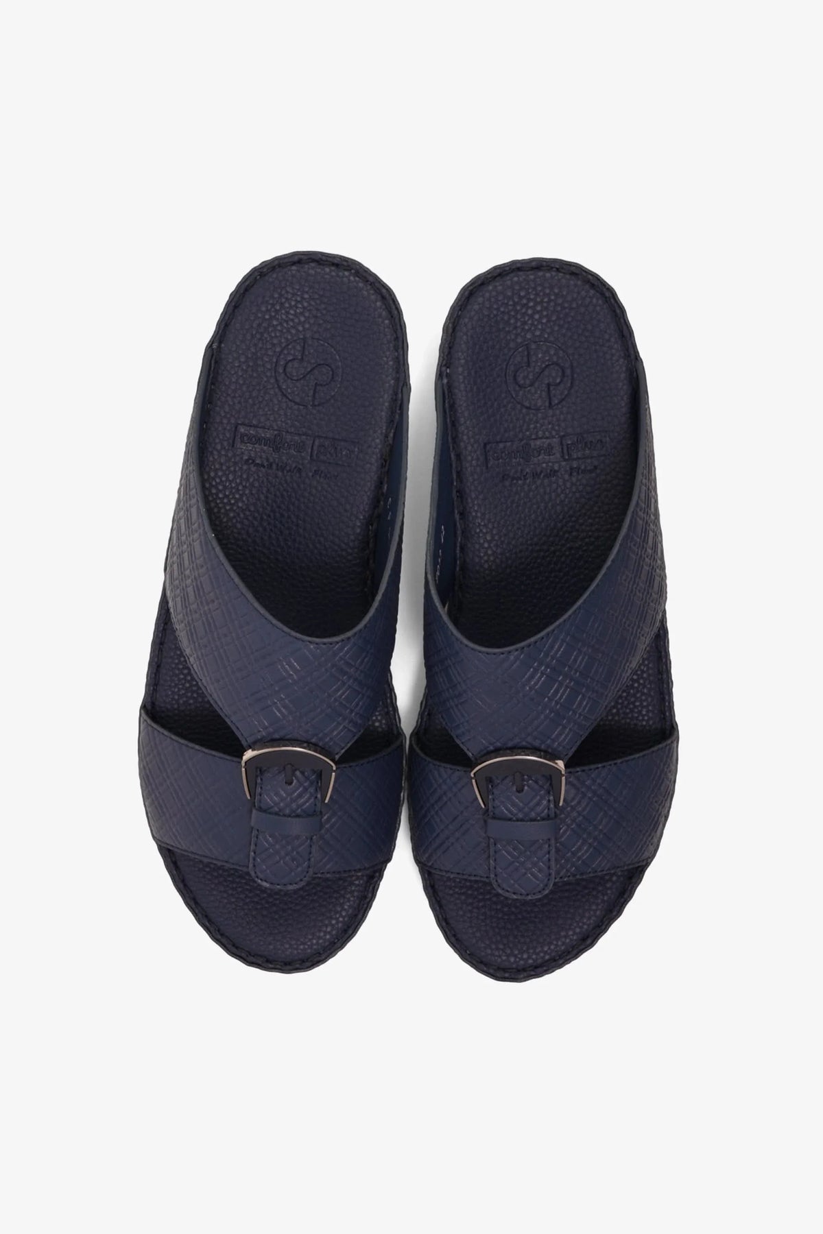 Comfort Plus Men's Cushioned Leather Slip-On Sandals Navy MSDCP7013 - Sole Therapy
