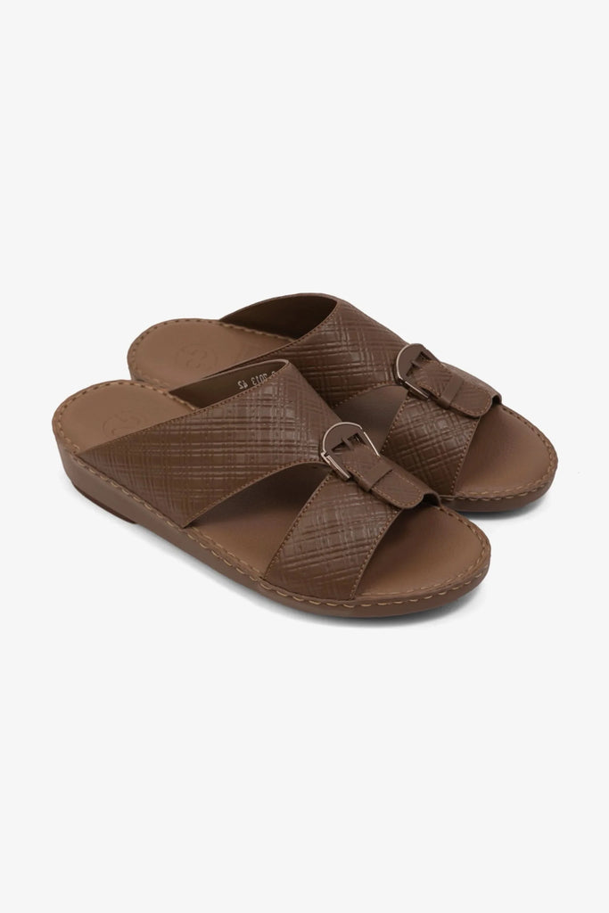 Comfort Plus Men's Cushioned Leather Slip-On Sandals Truffle MSDCP7013 - Sole Therapy