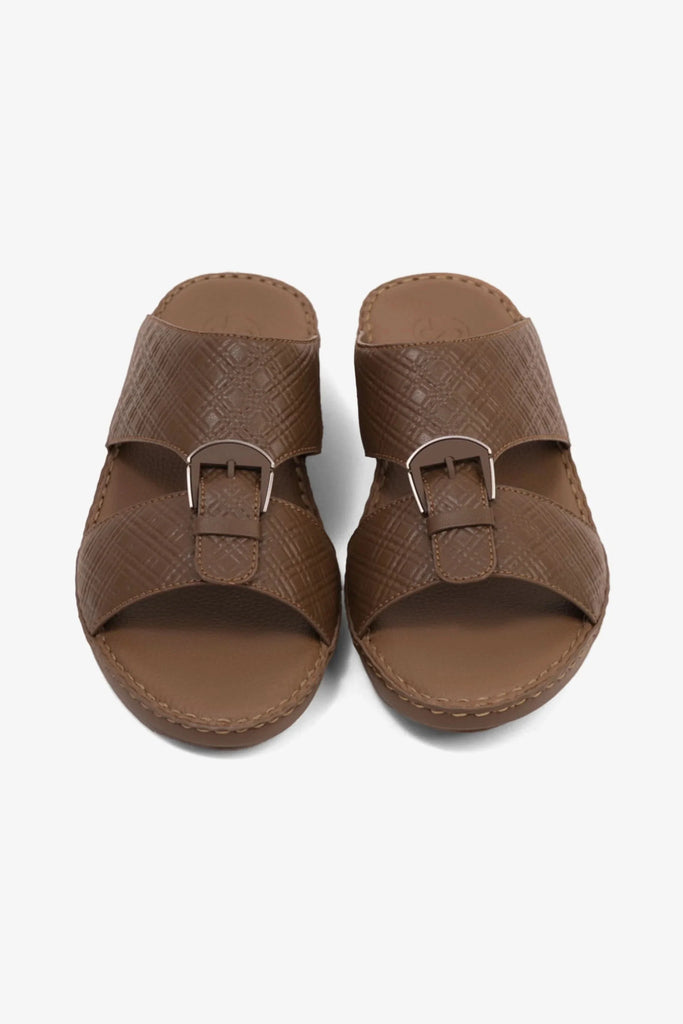 Comfort Plus Men's Cushioned Leather Slip-On Sandals Truffle MSDCP7013 - Sole Therapy