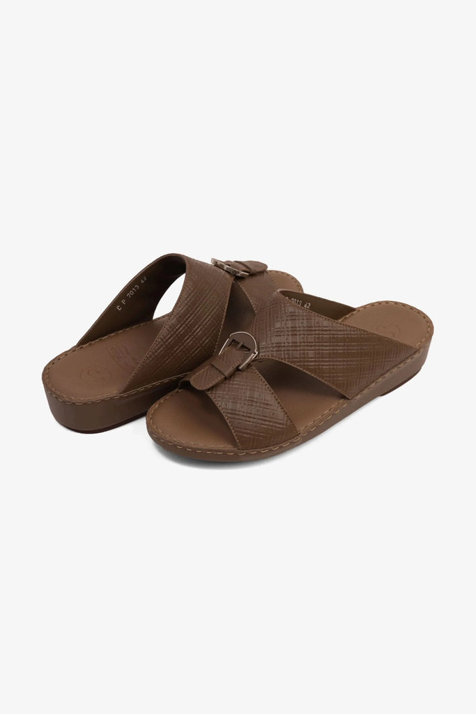 Comfort Plus Men's Cushioned Leather Slip-On Sandals Truffle MSDCP7013 - Sole Therapy