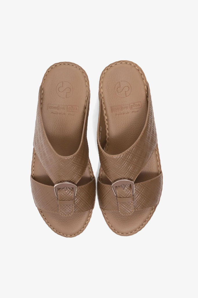 Comfort Plus Men's Cushioned Leather Slip-On Sandals Truffle MSDCP7013 - Sole Therapy