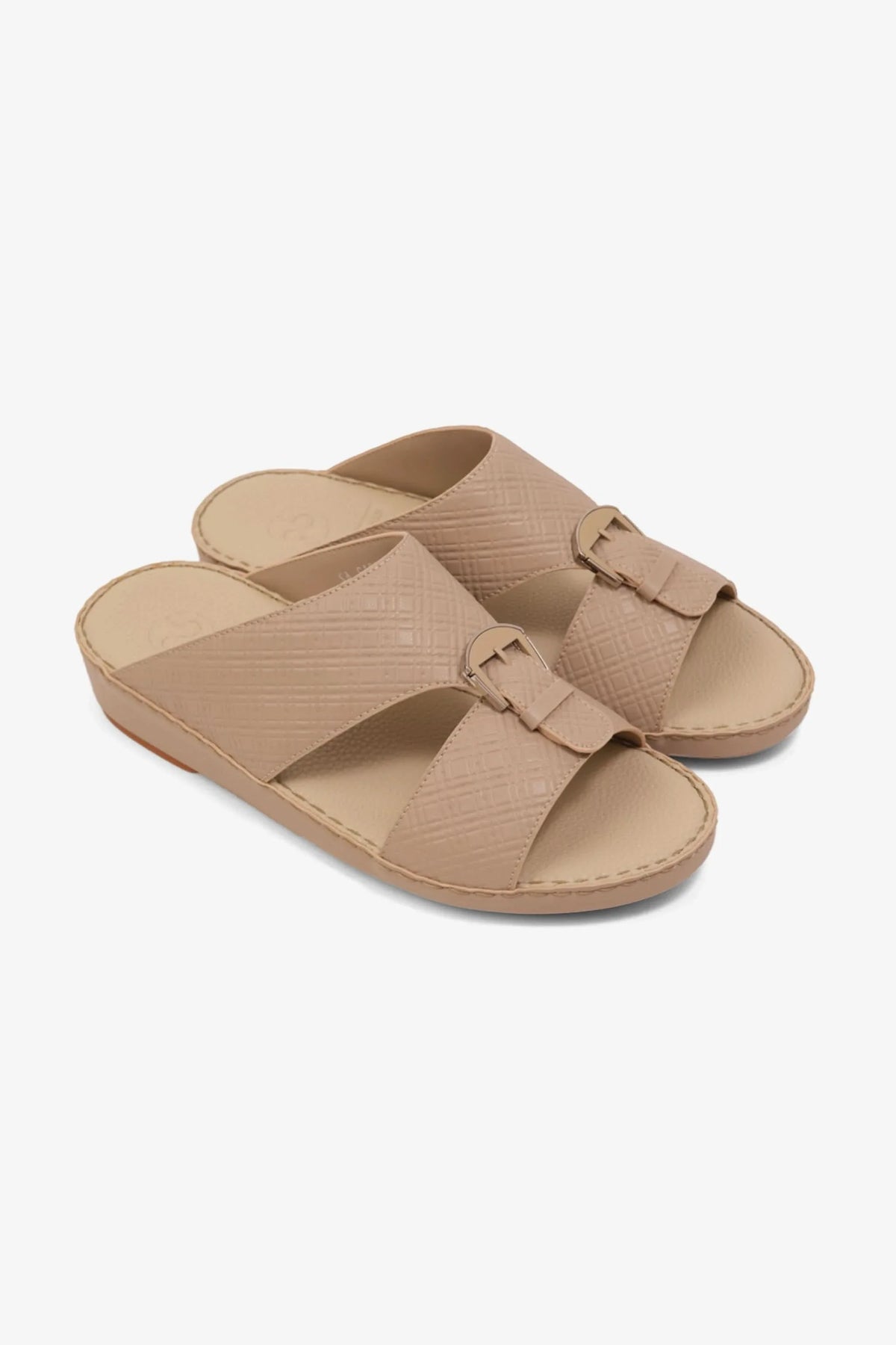 Comfort Plus Men's Cushioned Slip-On Leather Sandals Mandorla MSDCP7013 - Sole Therapy