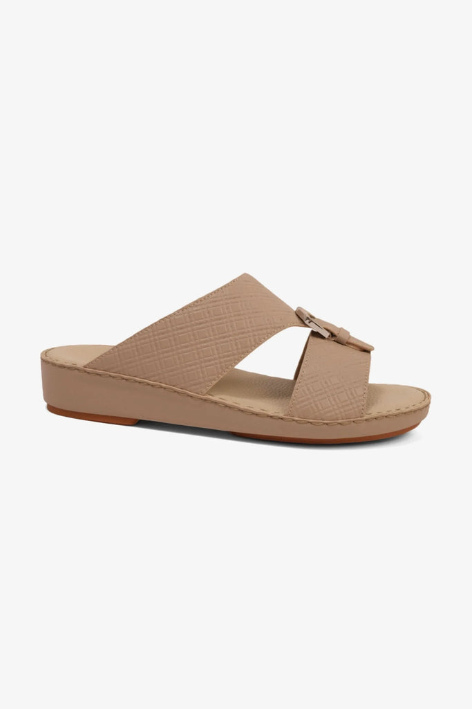 Comfort Plus Men's Cushioned Slip-On Leather Sandals Mandorla MSDCP7013 - Sole Therapy