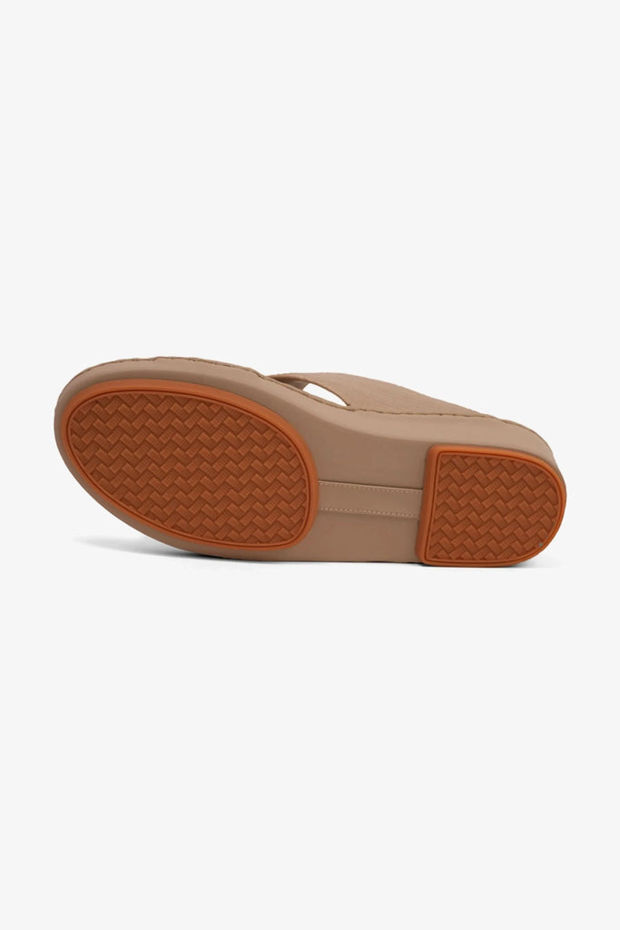 Comfort Plus Men's Cushioned Slip-On Leather Sandals Mandorla MSDCP7013 - Sole Therapy