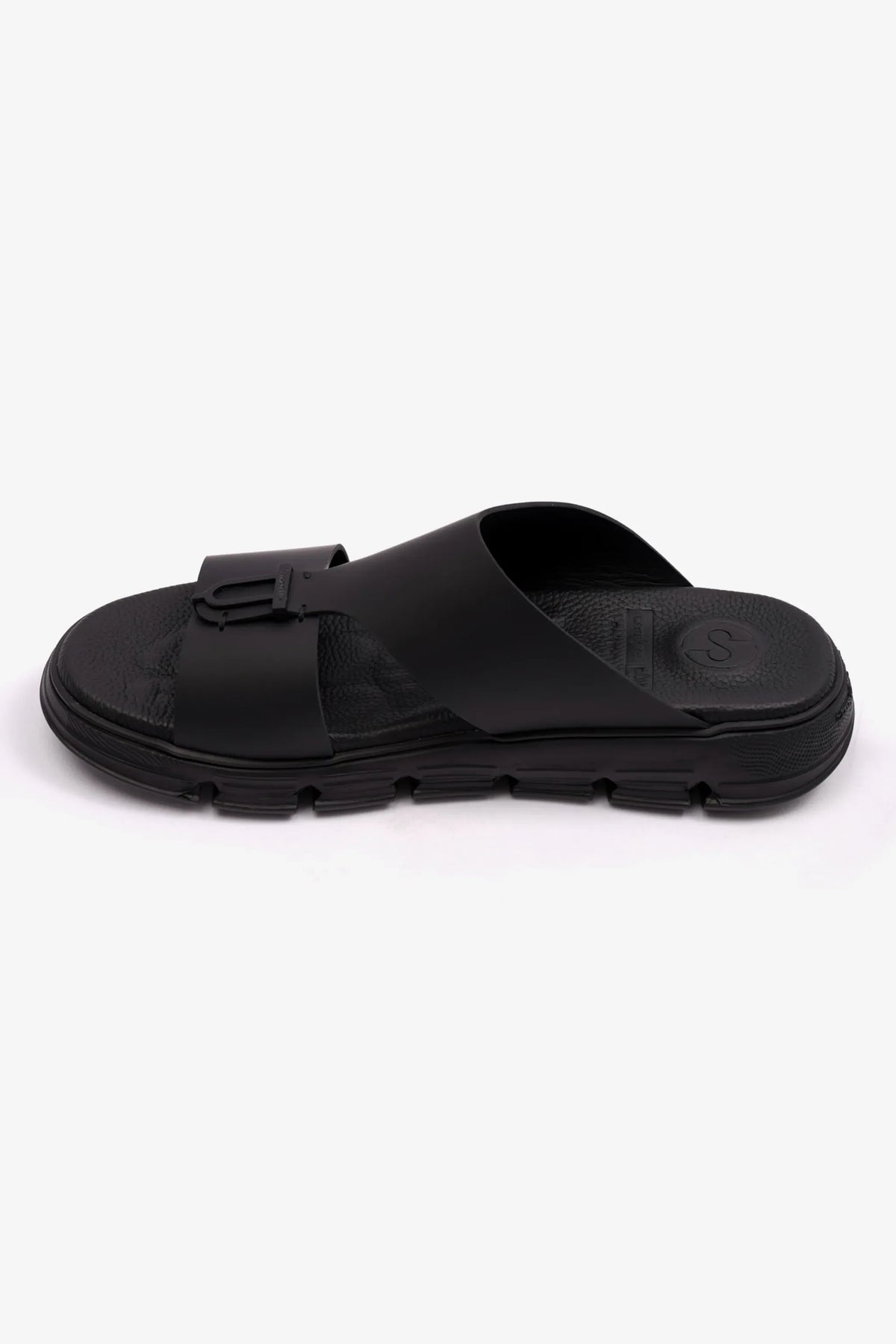 Comfort Plus Men's Elegant Trim Matte Leather Sandals Black MSDCP1004 - Sole Therapy