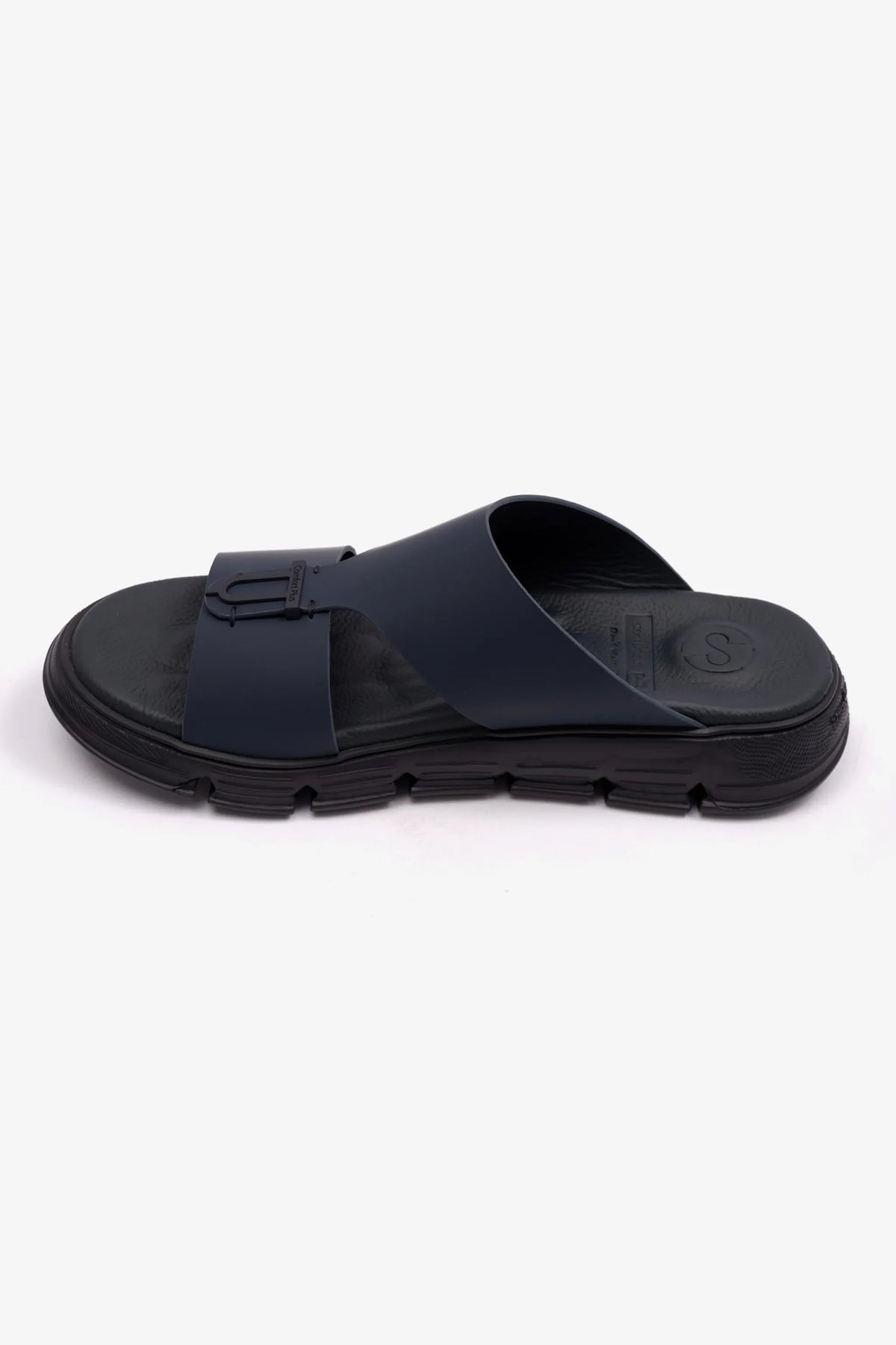 Comfort Plus Men's Elegant Trim Matte Leather Sandals Navy MSDCP1004 - Sole Therapy