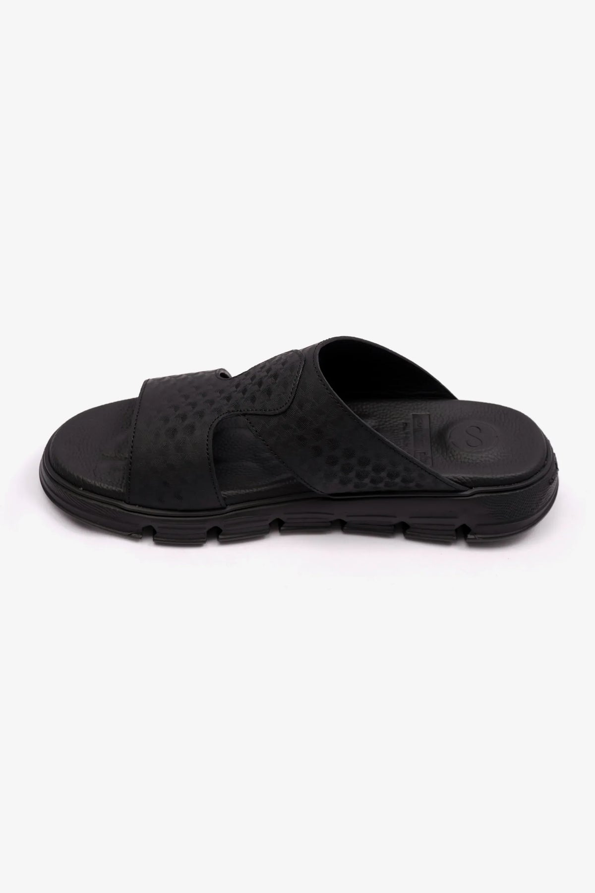 Comfort Plus Men's Embossed Arabic Leather Sandals Black MSDCP1005 - Sole Therapy