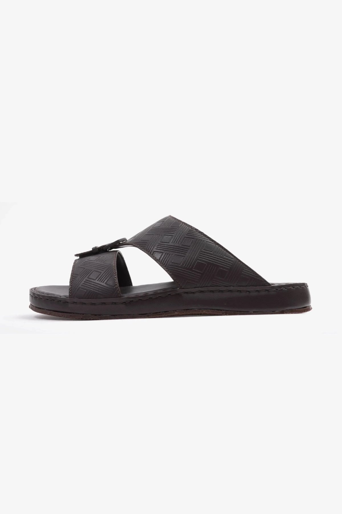 Comfort Plus Men's Embossed Arabic Leather Sandals Brown MSDCP3001 - Sole Therapy