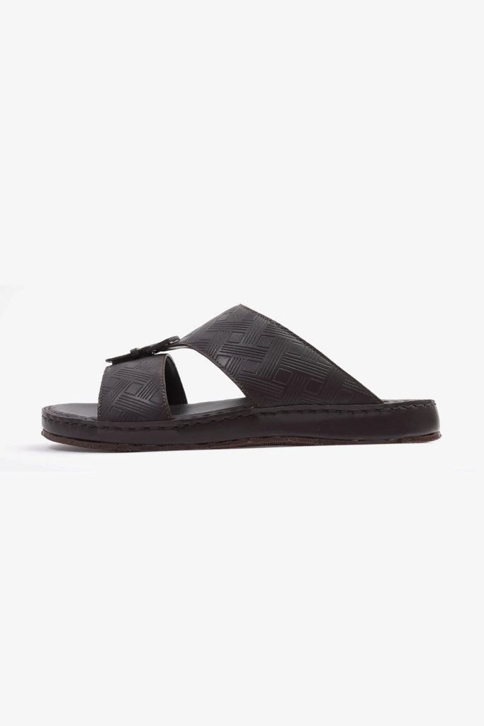 Comfort Plus Men's Embossed Arabic Leather Sandals Brown MSDCP3001 - Sole Therapy