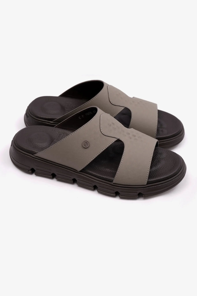 Comfort Plus Men's Embossed Arabic Leather Sandals Stone MSDCP1005 - Sole Therapy