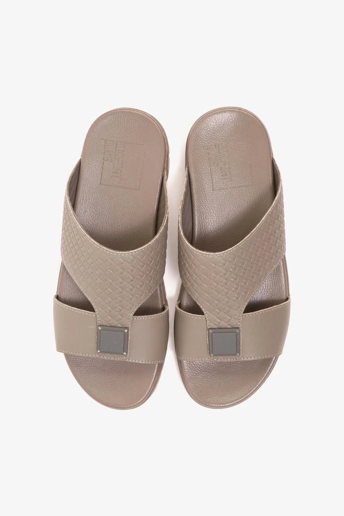 Comfort Plus Men's Embossed Leather Arabic Sandals Stone MSDCP201 - Sole Therapy