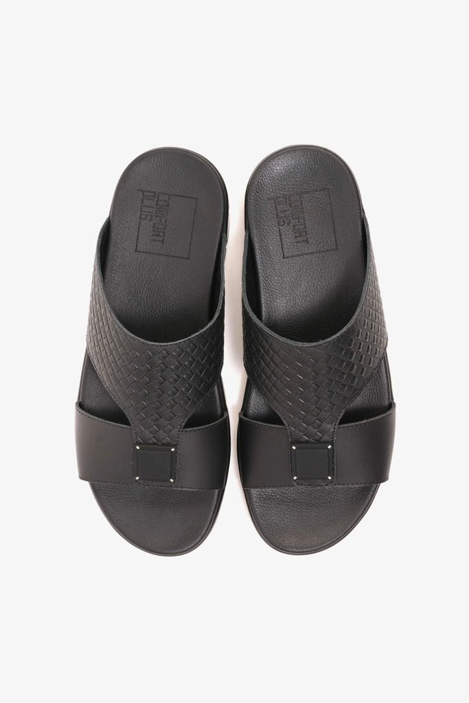 Comfort Plus Men's Embossed Leather Sandals Black MSDCP201 - Sole Therapy