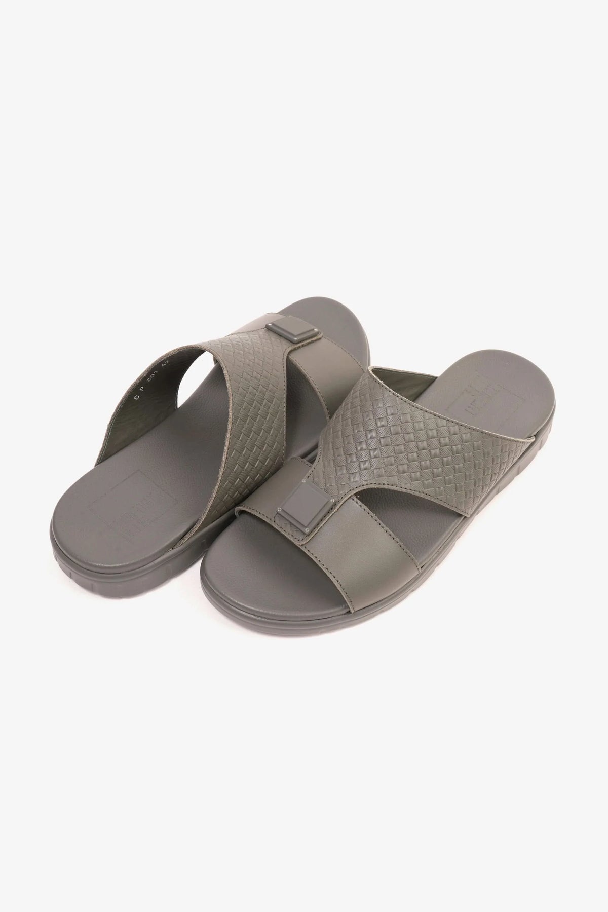 Comfort Plus Men's Embossed Leather Sandals Grey MSDCP201 - Sole Therapy
