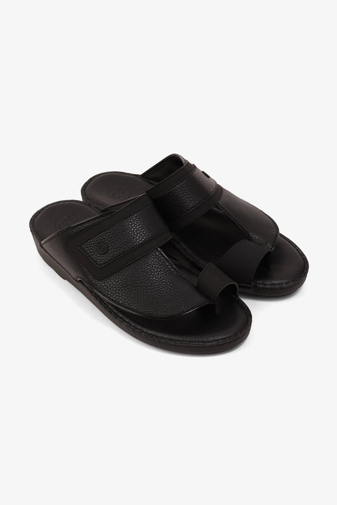 Comfort Plus Men's Footbed Leather Arabic Sandals Black MSDCP8011 - Sole Therapy