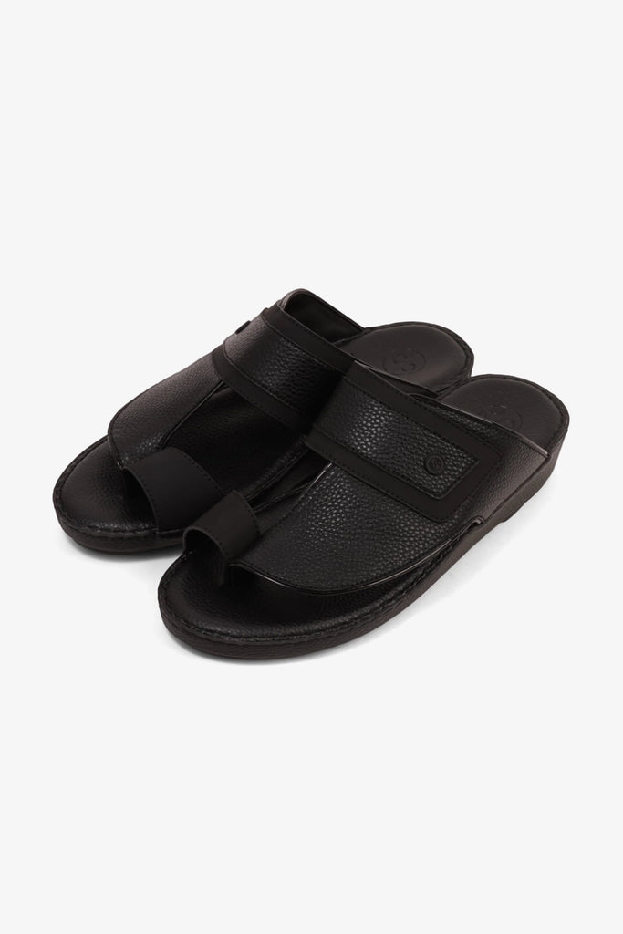 Comfort Plus Men's Footbed Leather Arabic Sandals Black MSDCP8011 - Sole Therapy