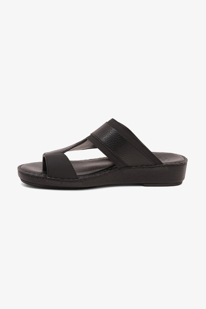Comfort Plus Men's Footbed Leather Arabic Sandals Black MSDCP8011 - Sole Therapy