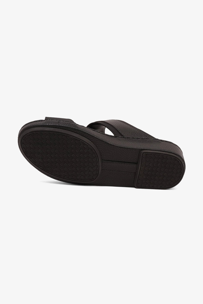 Comfort Plus Men's Footbed Leather Arabic Sandals Black MSDCP8011 - Sole Therapy