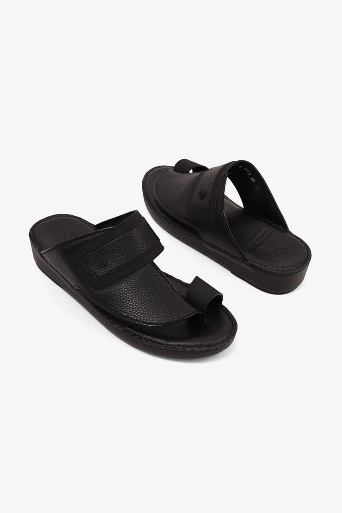 Comfort Plus Men's Footbed Leather Arabic Sandals Black MSDCP8011 - Sole Therapy