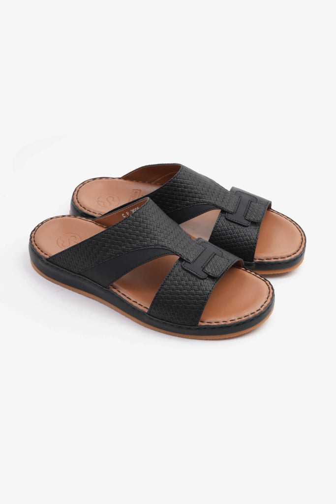 Comfort Plus Men's Genuine Leather Sandals Black CP3006 - Sole Therapy