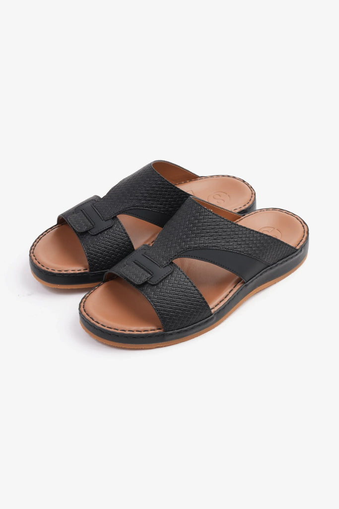 Comfort Plus Men's Genuine Leather Sandals Black CP3006 - Sole Therapy
