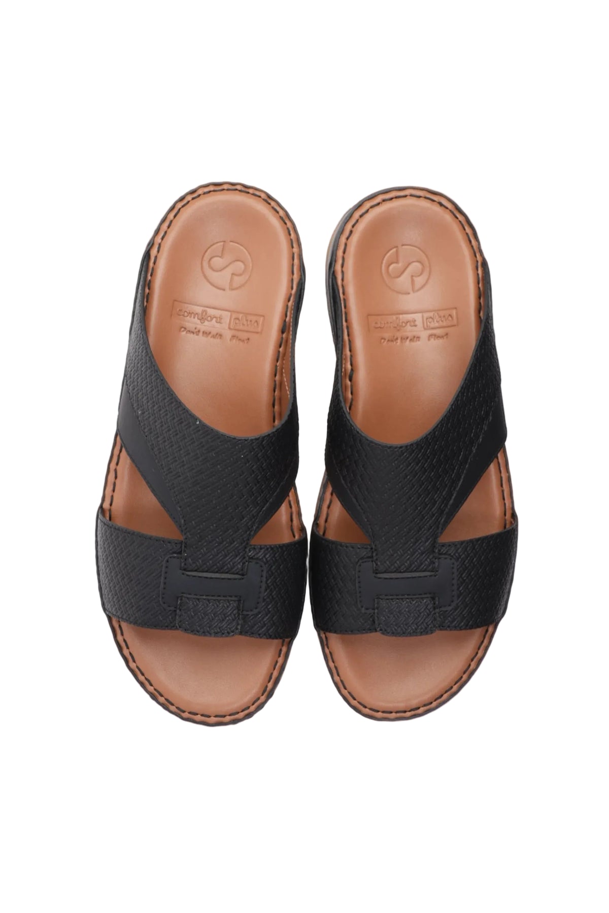 Comfort Plus Men's Genuine Leather Sandals Black CP3006 - Sole Therapy