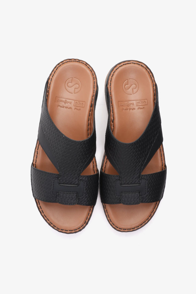 Comfort Plus Men's Genuine Leather Sandals Black CP3006 - Sole Therapy