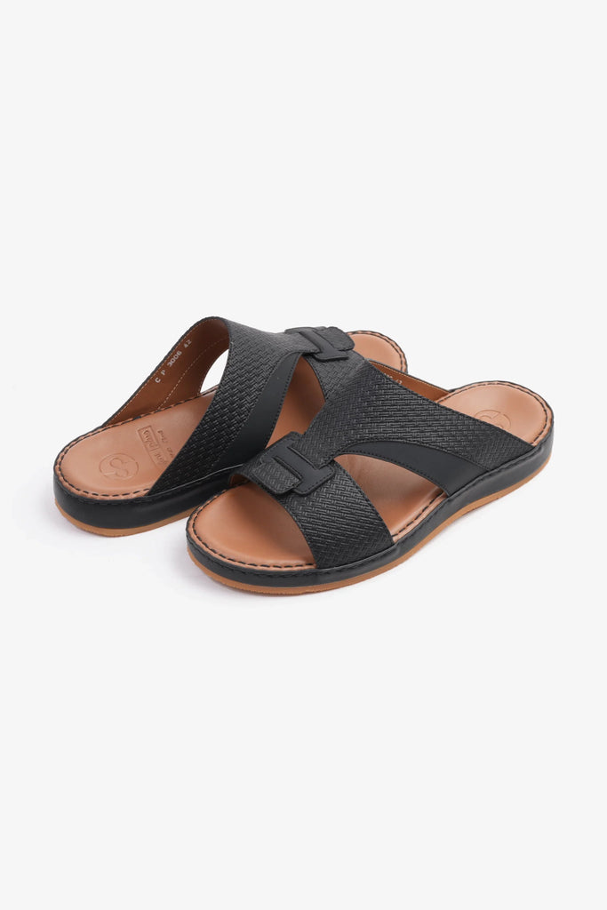 Comfort Plus Men's Genuine Leather Sandals Black CP3006 - Sole Therapy