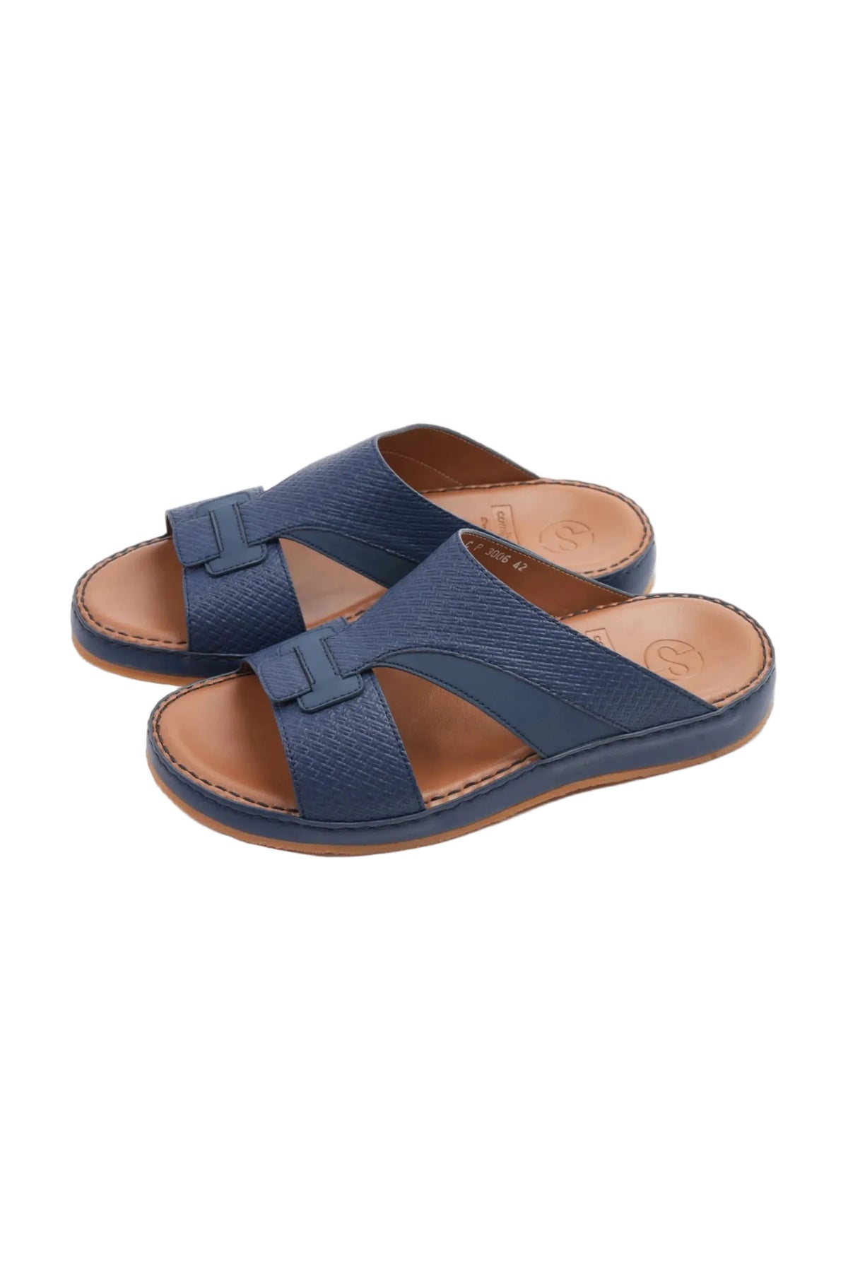 Comfort Plus Men's Genuine Leather Sandals Navy CP3006 - Sole Therapy