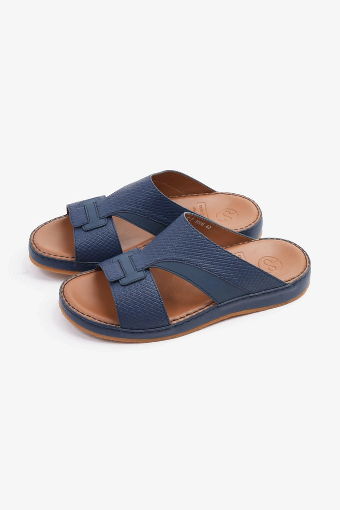 Comfort Plus Men's Genuine Leather Sandals Navy CP3006 - Sole Therapy