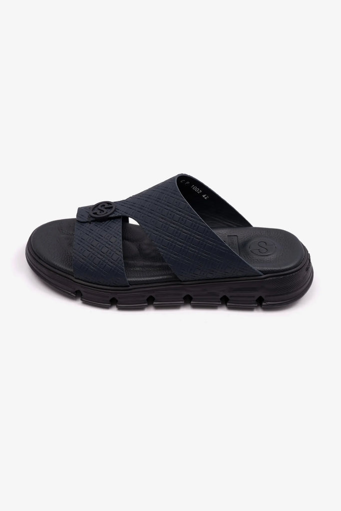 Comfort Plus Men's Italian Outsole Leather Arabic Sandals Navy MSDCP 1002 - Sole Therapy