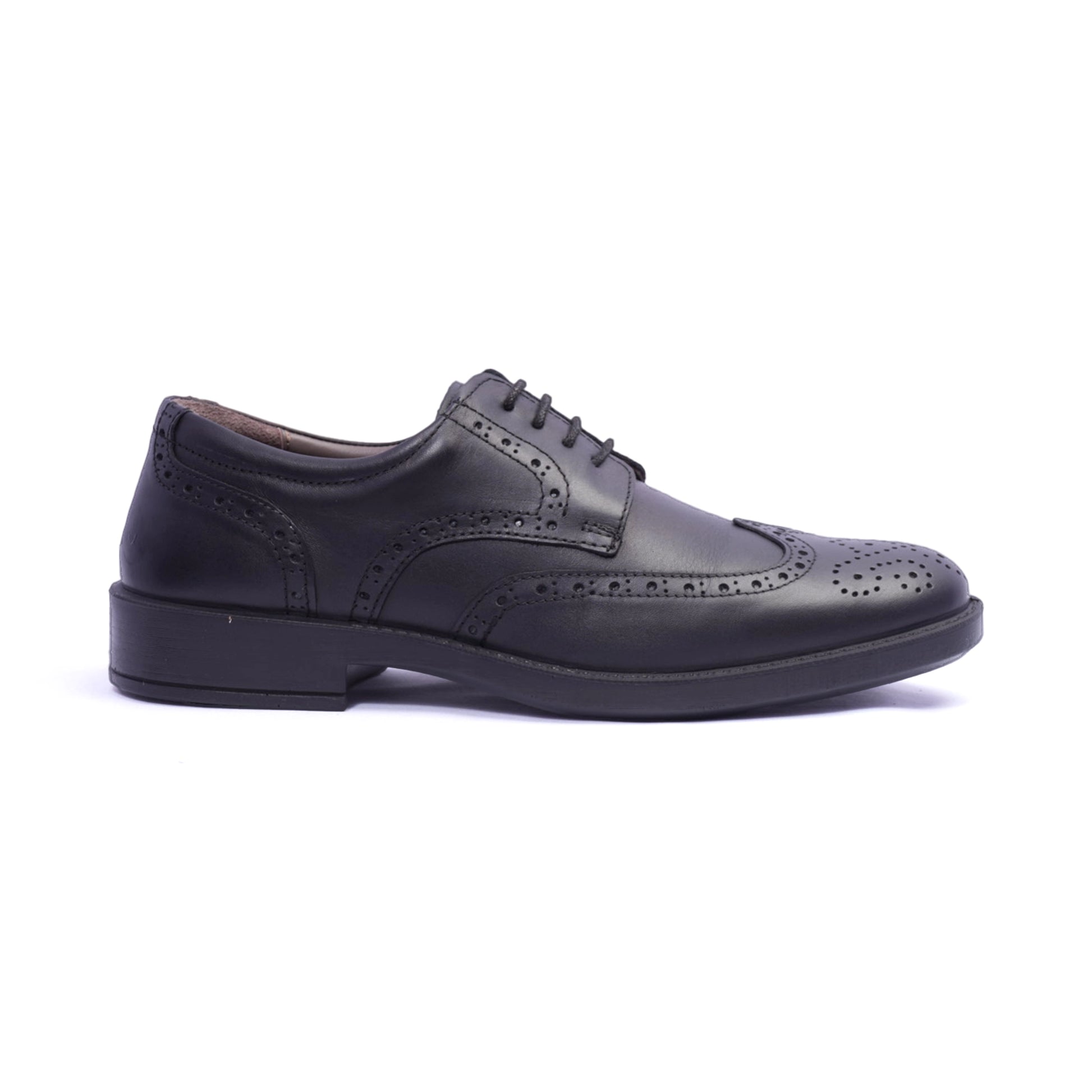 Comfort Plus Men's Leather Brogue Shoes Black - Sole Therapy