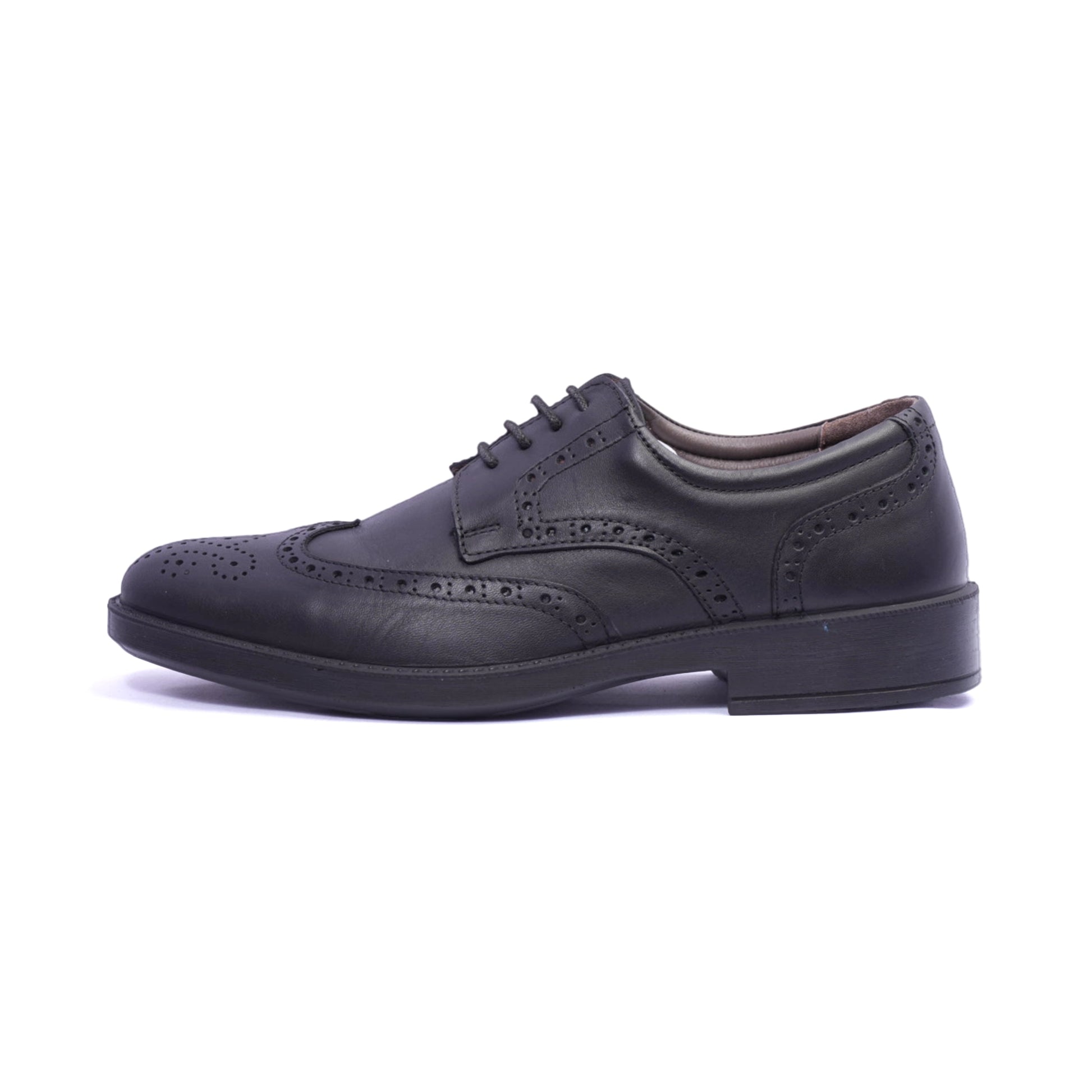Comfort Plus Men's Leather Brogue Shoes Black - Sole Therapy
