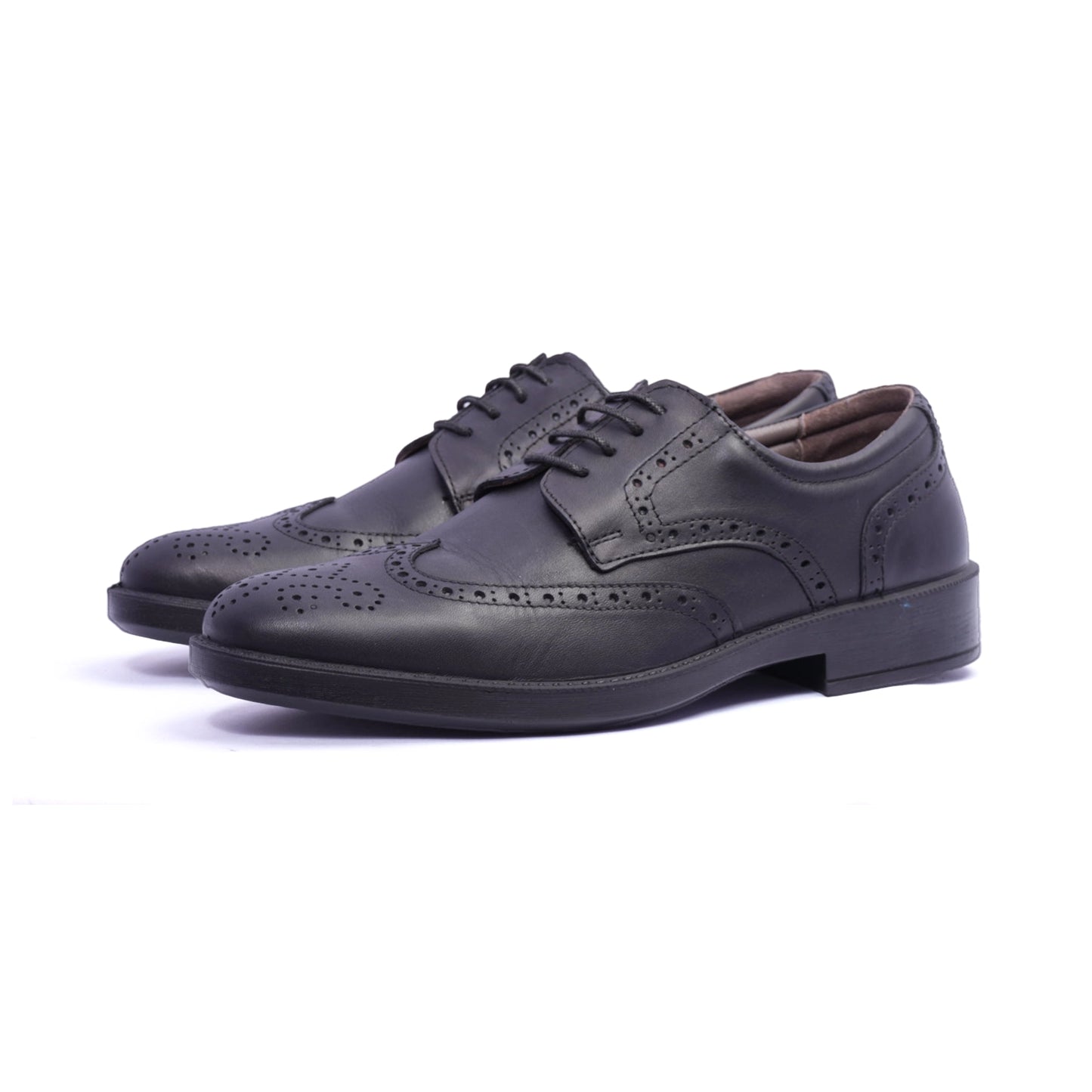 Comfort Plus Men's Leather Brogue Shoes Black - Sole Therapy