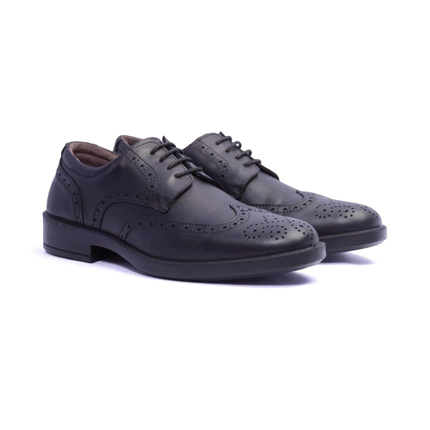 Comfort Plus Men's Leather Brogue Shoes Black - Sole Therapy