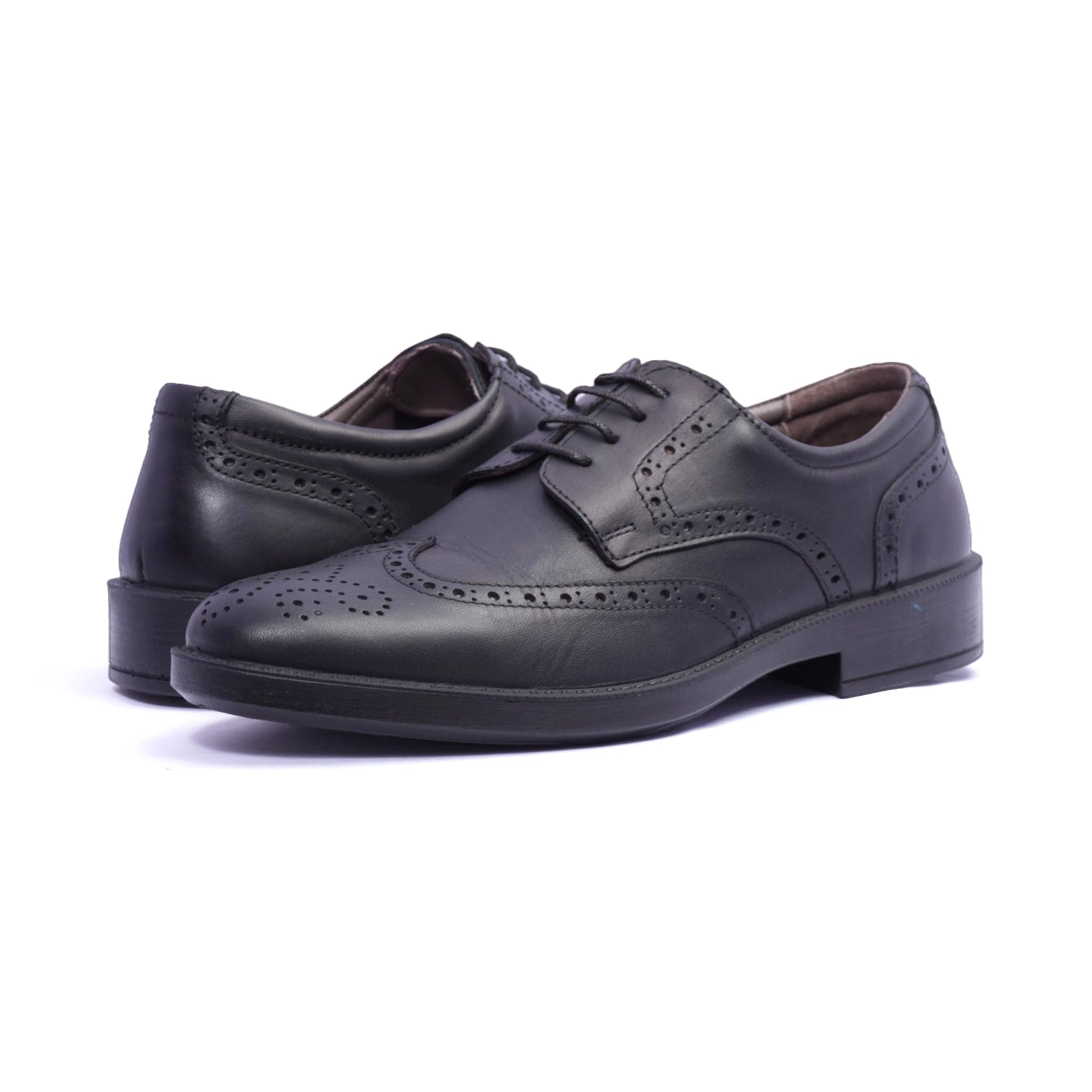 Comfort Plus Men's Leather Brogue Shoes Black - Sole Therapy