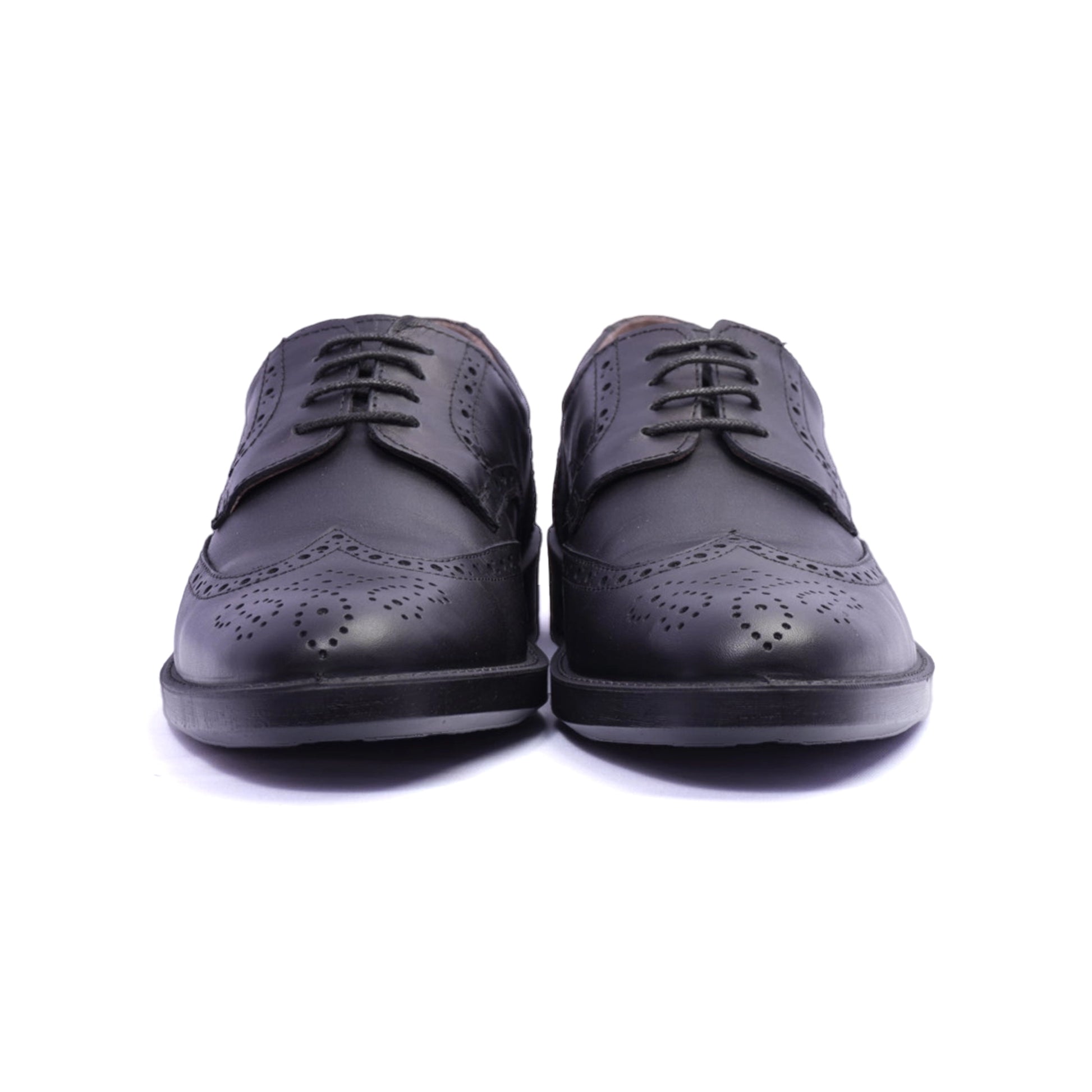 Comfort Plus Men's Leather Brogue Shoes Black - Sole Therapy