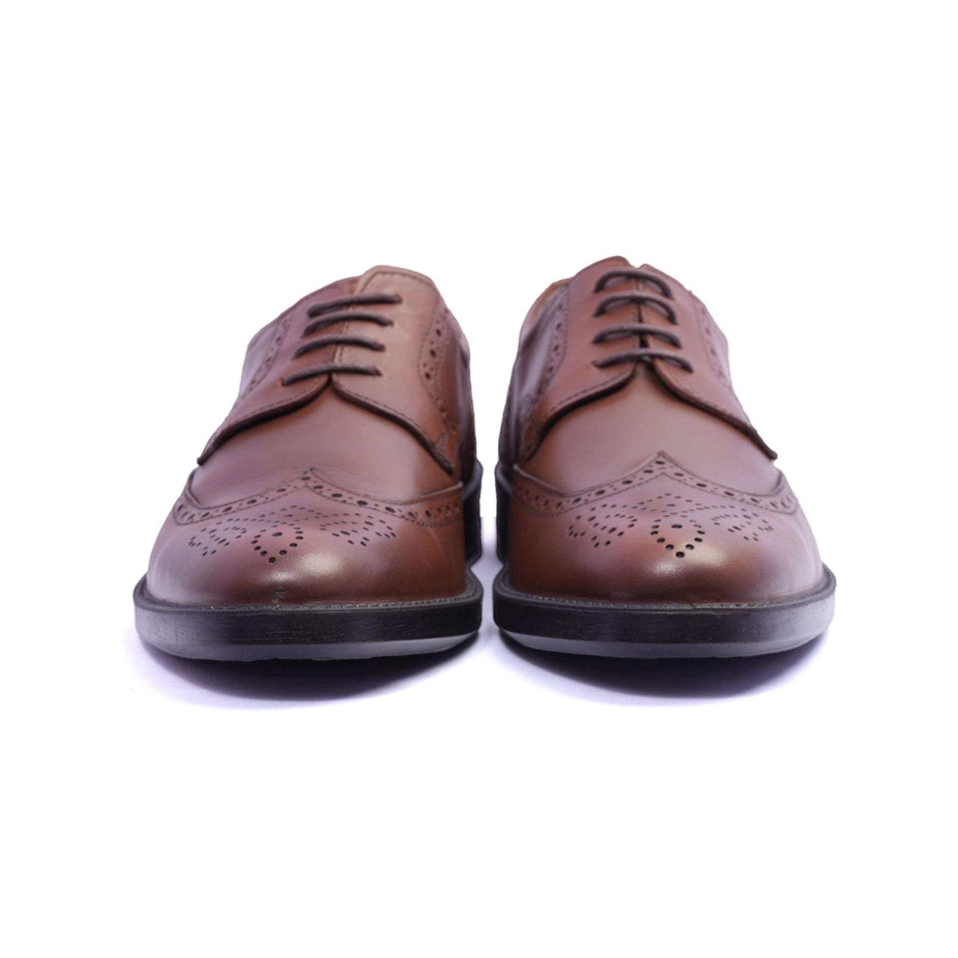 Comfort Plus Men's Leather Brogue Shoes Tan - Sole Therapy